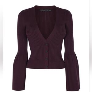 Karen Millen | V-Neck Knitted Cardigan with Fluted Sleeves